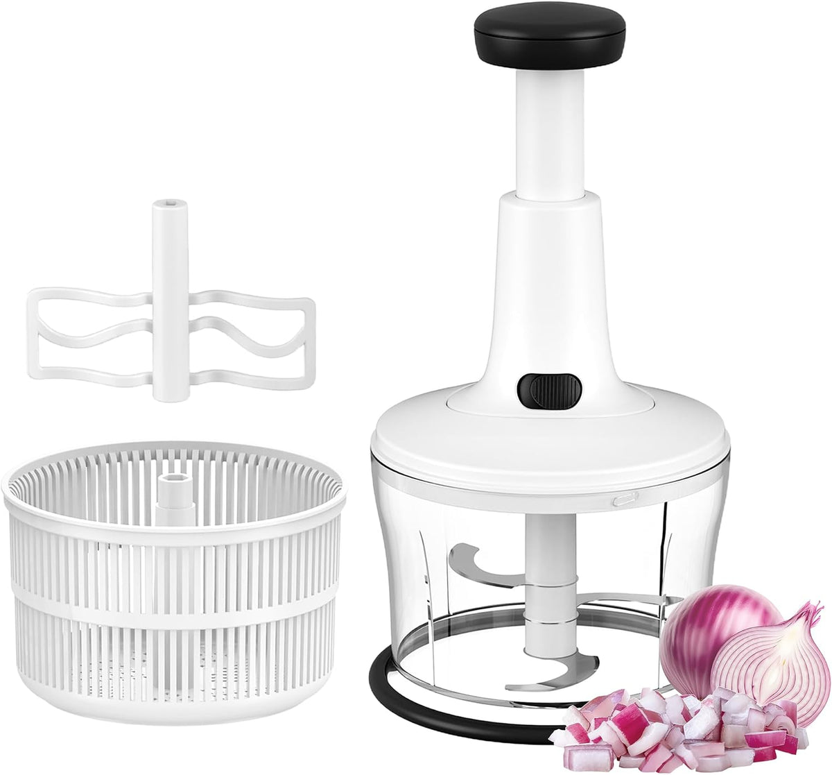 Manual Hand‑Push Food Chopper, Vegetable Dicer Mincer for Onion Garlic