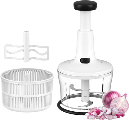 Manual Hand‑Push Food Chopper, Vegetable Dicer Mincer for Onion Garlic