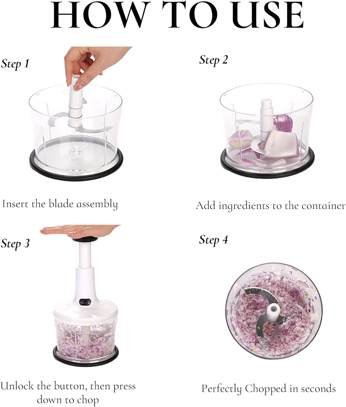 Manual Hand‑Push Food Chopper, Vegetable Dicer Mincer for Onion Garlic