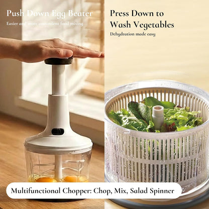 Manual Hand‑Push Food Chopper, Vegetable Dicer Mincer for Onion Garlic