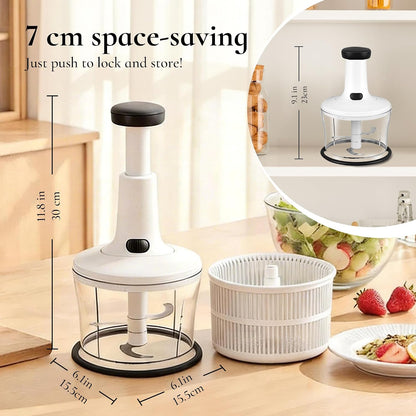 Manual Hand‑Push Food Chopper, Vegetable Dicer Mincer for Onion Garlic
