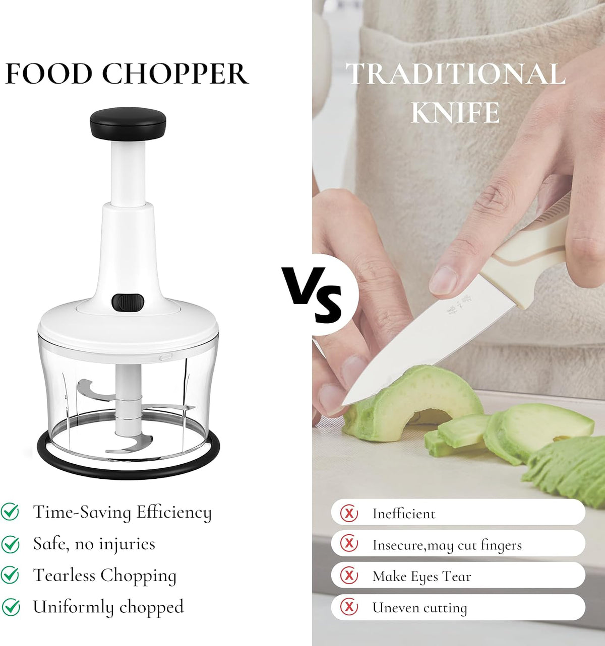 Manual Hand‑Push Food Chopper, Vegetable Dicer Mincer for Onion Garlic