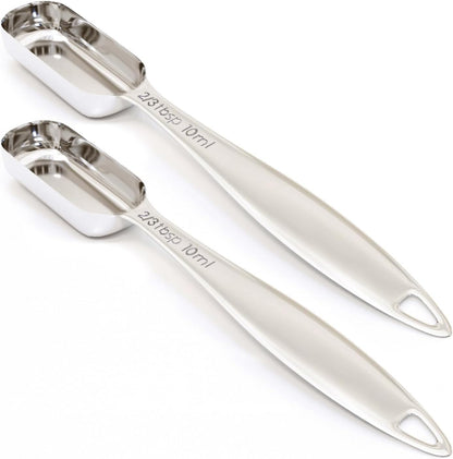 2PCS 1Teaspoon (1/3tbsp, 5ml) Single Measuring Spoon, Individual Stainless Steel Long Handle Measure Tablespoon Only