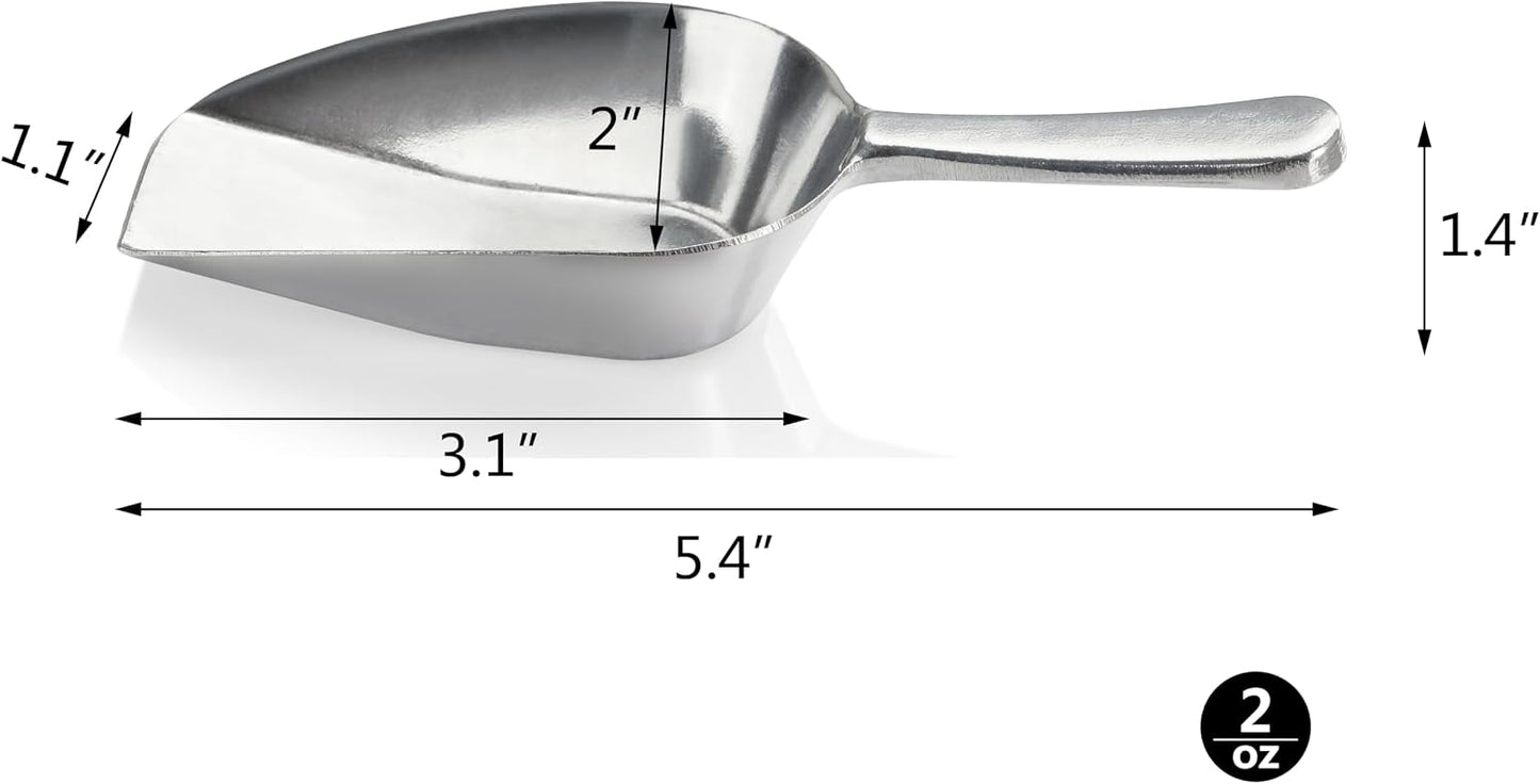 Cast Aluminum Flat Bottom Utility Scoop, 1oz, Extra Small Size, Silver, Hand Wash Only