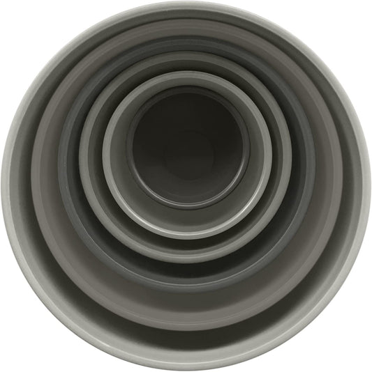 Plastic Mixing Bowls 12 Piece Nesting Set 6 Prep Bowls and 6 Lids, for Baking, Cooking and Storing, Tonal Charcoal