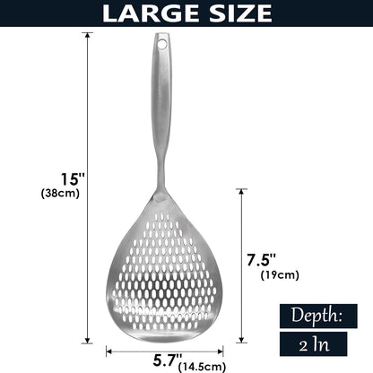 Skimmer Slotted Spoon, 304 Stainless Steel Skimmer Ladle Spoon Spider Strainer for Cooking and Frying, Pasta Strainer Spoon Frying Kitchen Cooking Colander