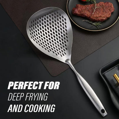 Skimmer Slotted Spoon, 304 Stainless Steel Skimmer Ladle Spoon Spider Strainer for Cooking and Frying, Pasta Strainer Spoon Frying Kitchen Cooking Colander