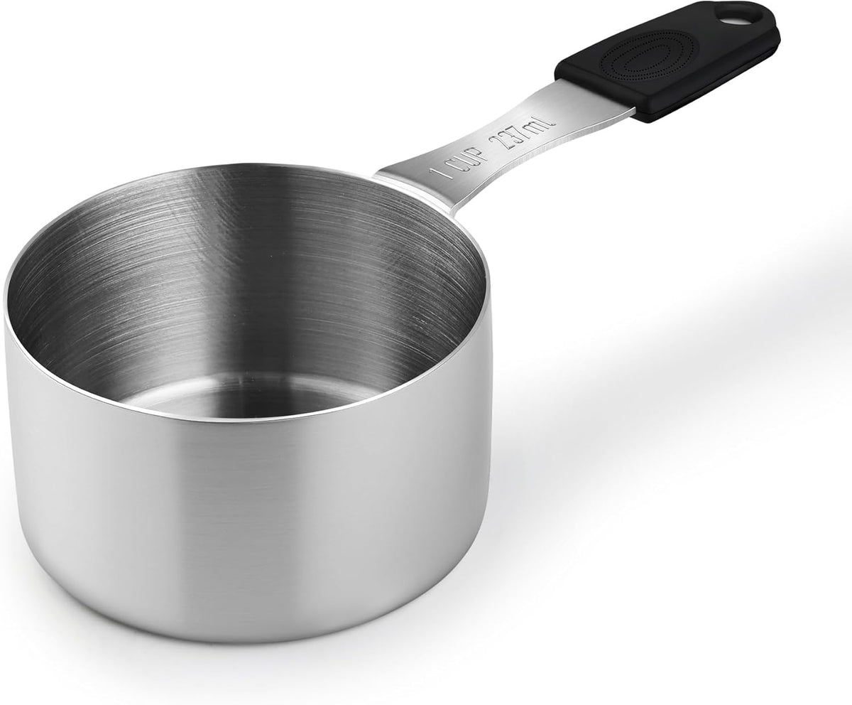 Measuring Cups, Magnetic Measuring Cups Stainless Steel Long Handle Scoop - 1 Cup Measure for Dry & Wet Ingredients, Dishwasher Safe