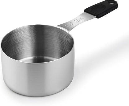 Measuring Cups, Magnetic Measuring Cups Stainless Steel Long Handle Scoop - 1 Cup Measure for Dry & Wet Ingredients, Dishwasher Safe