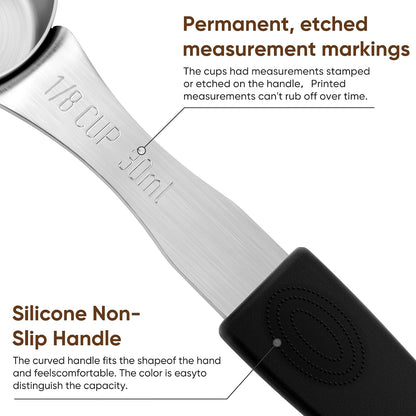 Measuring Cups, Magnetic Measuring Cups Stainless Steel Long Handle Scoop - 1 Cup Measure for Dry & Wet Ingredients, Dishwasher Safe