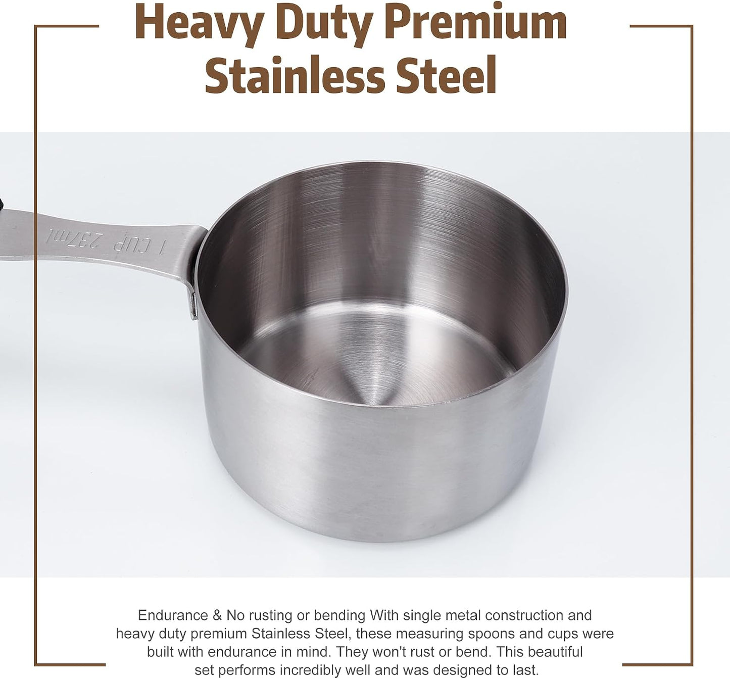 Measuring Cups, Magnetic Measuring Cups Stainless Steel Long Handle Scoop - 1 Cup Measure for Dry & Wet Ingredients, Dishwasher Safe
