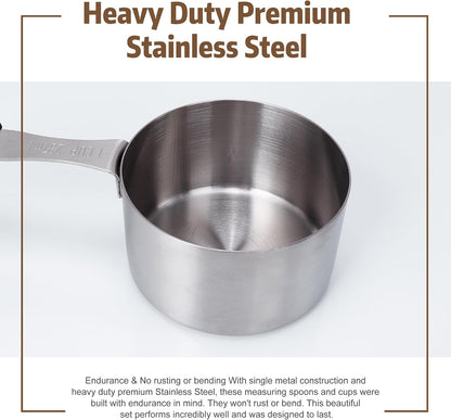 Measuring Cups, Magnetic Measuring Cups Stainless Steel Long Handle Scoop - 1 Cup Measure for Dry & Wet Ingredients, Dishwasher Safe