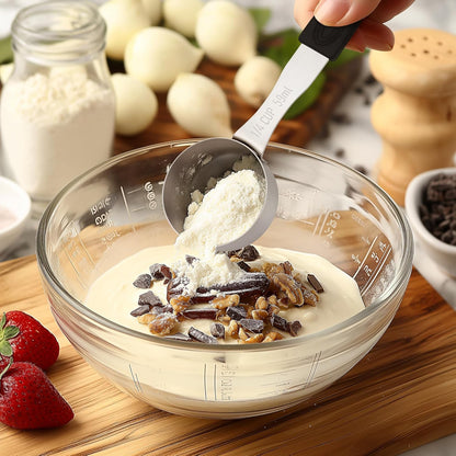 Measuring Cups, Magnetic Measuring Cups Stainless Steel Long Handle Scoop - 1 Cup Measure for Dry & Wet Ingredients, Dishwasher Safe