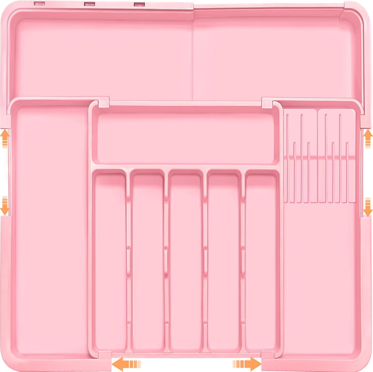 Silverware Organizer - Expandable Large Kitchen Drawer Organizer Utensil Organizer with 2 Removable Knife Blocks, 22"x 19"Cutlery Tray Drawer Dividers for Kitchen Flatware(6-9 Slots) (Black)
