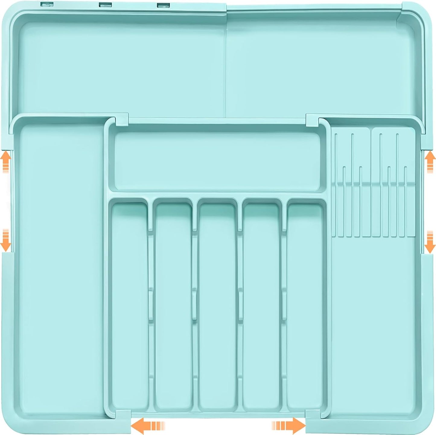Silverware Organizer - Expandable Large Kitchen Drawer Organizer Utensil Organizer with 2 Removable Knife Blocks, 22"x 19"Cutlery Tray Drawer Dividers for Kitchen Flatware(6-9 Slots) (Black)