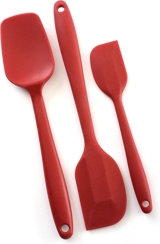 Red 3 Piece Silicone Spatula Set, large