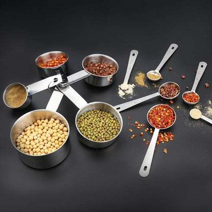 11 Piece Stainless Steel Measuring Spoons Cups Set, Premium Stackable Tablespoons Measuring Set for Gift Dry Liquid Ingredients Cooking Baking