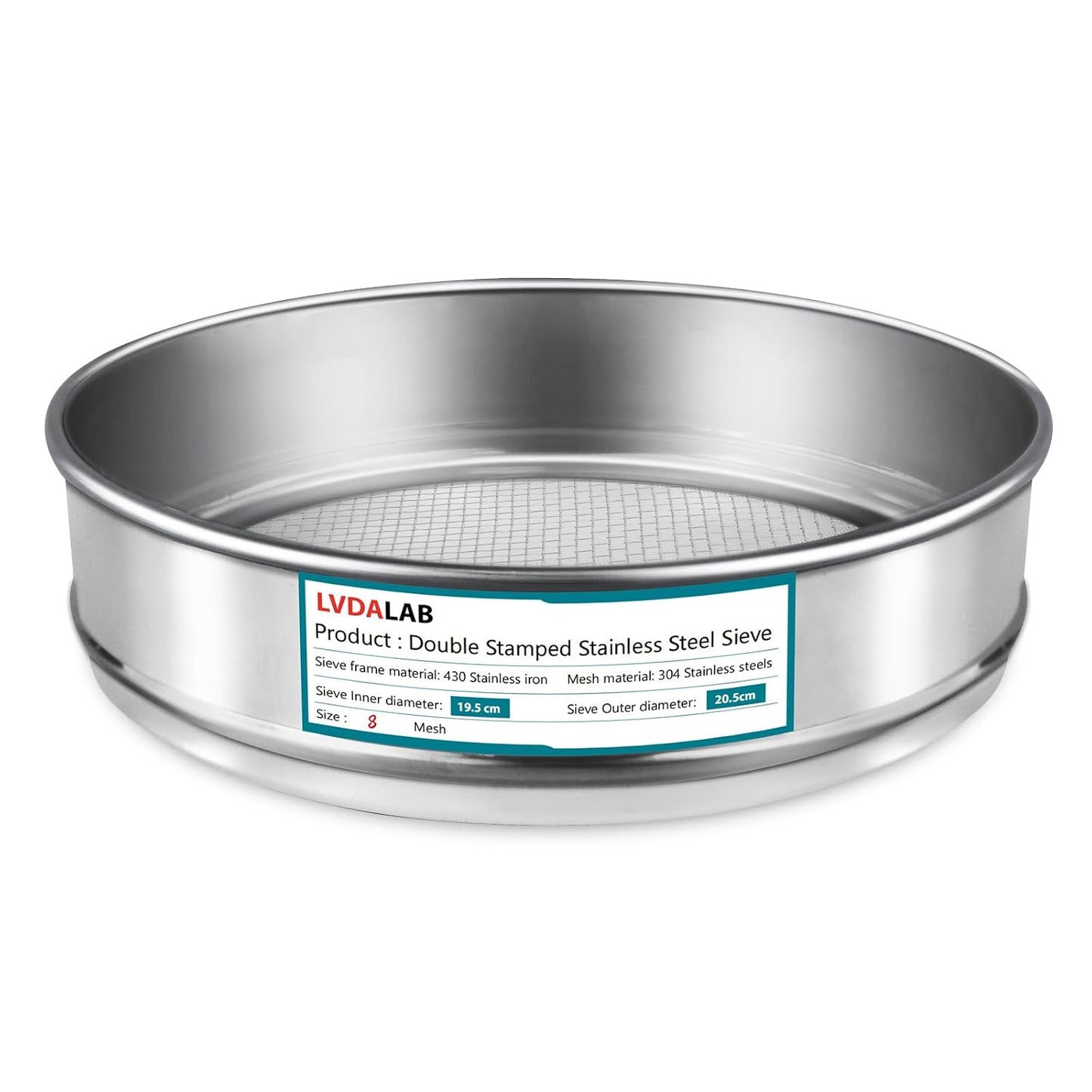 304 Stainless Steel Mesh Lab Sieve, 10 Mesh (2mm) Aperture Test Sieve, 7.9Inch(20cm) Diameter Economy Standard Analysis Sample Test Sieves for Industrial Laboratory Homes - Colors B