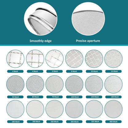 304 Stainless Steel Mesh Lab Sieve, 10 Mesh (2mm) Aperture Test Sieve, 7.9Inch(20cm) Diameter Economy Standard Analysis Sample Test Sieves for Industrial Laboratory Homes - Colors B