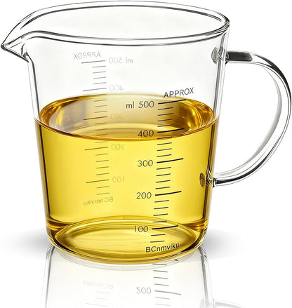 Glass Measuring Cup 250ml 1Cup High Borosilicate [Insulated Handle | V-Shaped Spout]For Prepping Baking and Cooking Preheated Oven Dishwasher Freezer and Microwave Safe