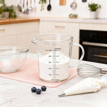 Glass Measuring Cup 250ml 1Cup High Borosilicate [Insulated Handle | V-Shaped Spout]For Prepping Baking and Cooking Preheated Oven Dishwasher Freezer and Microwave Safe