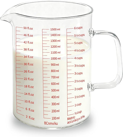 Glass Measuring Cup 250ml 1Cup High Borosilicate [Insulated Handle | V-Shaped Spout]For Prepping Baking and Cooking Preheated Oven Dishwasher Freezer and Microwave Safe