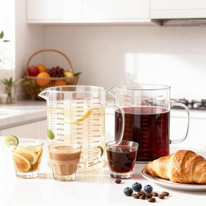 Glass Measuring Cup 250ml 1Cup High Borosilicate [Insulated Handle | V-Shaped Spout]For Prepping Baking and Cooking Preheated Oven Dishwasher Freezer and Microwave Safe