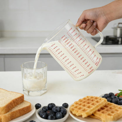 Glass Measuring Cup 250ml 1Cup High Borosilicate [Insulated Handle | V-Shaped Spout]For Prepping Baking and Cooking Preheated Oven Dishwasher Freezer and Microwave Safe