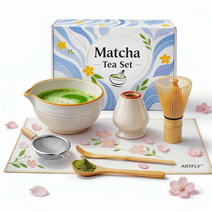 Matcha Set 7 Pcs, Matcha Kit with Whisk Set, Matcha Bowl and Whisk