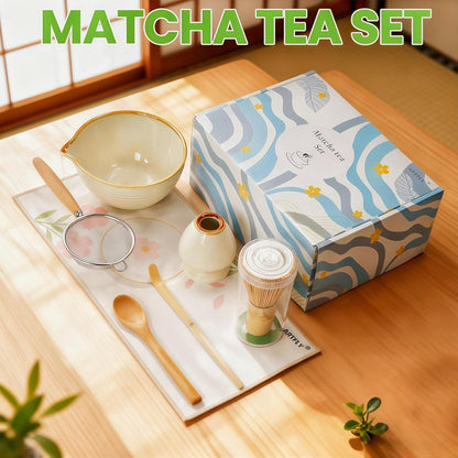 Matcha Set 7 Pcs, Matcha Kit with Whisk Set, Matcha Bowl and Whisk