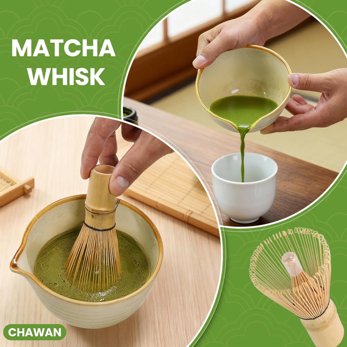 Matcha Set 7 Pcs, Matcha Kit with Whisk Set, Matcha Bowl and Whisk