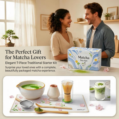 Matcha Set 7 Pcs, Matcha Kit with Whisk Set, Matcha Bowl and Whisk