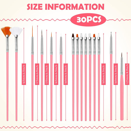 30 Pcs Cake Decorating Brushes Cake Painting Brushes Food Paint Brush Multiple Function Fondant Brush Cookie Brushes DIY Tool Set Cake Decorating Painting Tool Icing Pastry Brush for Baking (Pink)