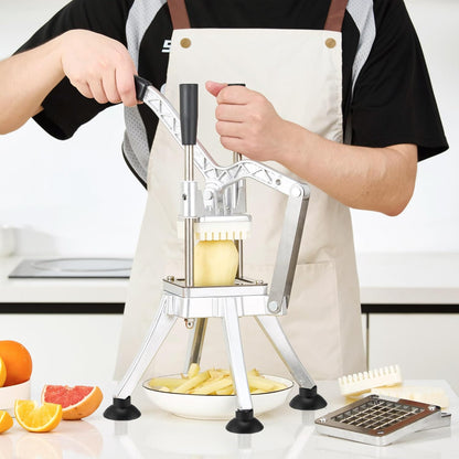 Commercial Vegetable Chopper Potato Dicer & Fruit Slicer, Stainless Steel French Fry Cutter with 3 Replacement Blades(1/2 Inch, 3/8 Inch and 1/4 Inch Blades) for Restaurants & Home Kitchen