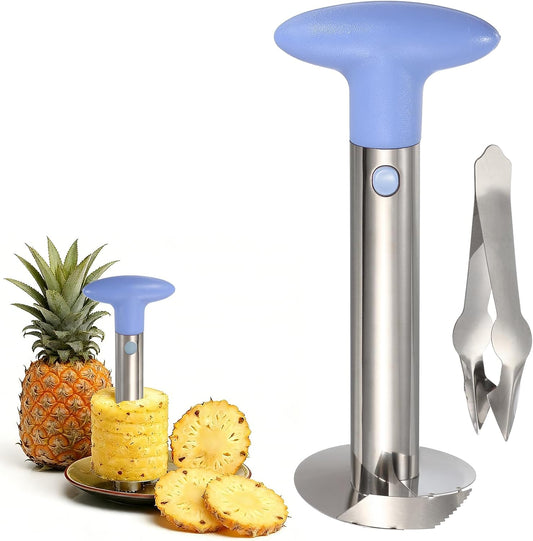 Pineapple Corer and Slicer Set, 9.4x4.1 Inch Stainless Steel Upgraded Pineapple Core Remover Eye Removal Tool, Slice and Core Fruits for Home Kitchen, Light Purple