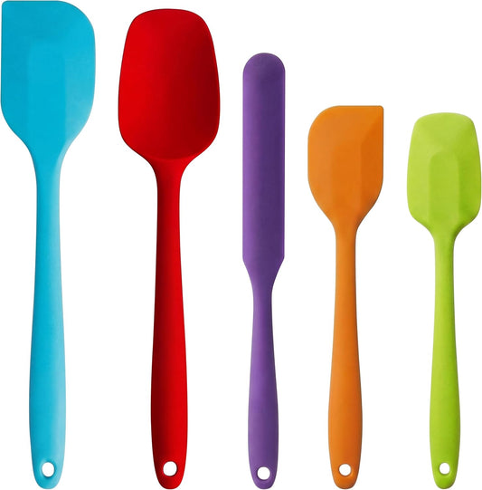 5 Pieces Silicone Spatula Set BPA Free | Rubber Spatula Heat Resistant Essential for Cooking Baking Non Stick Dishwasher Safe Kitchen Tools Multicolor