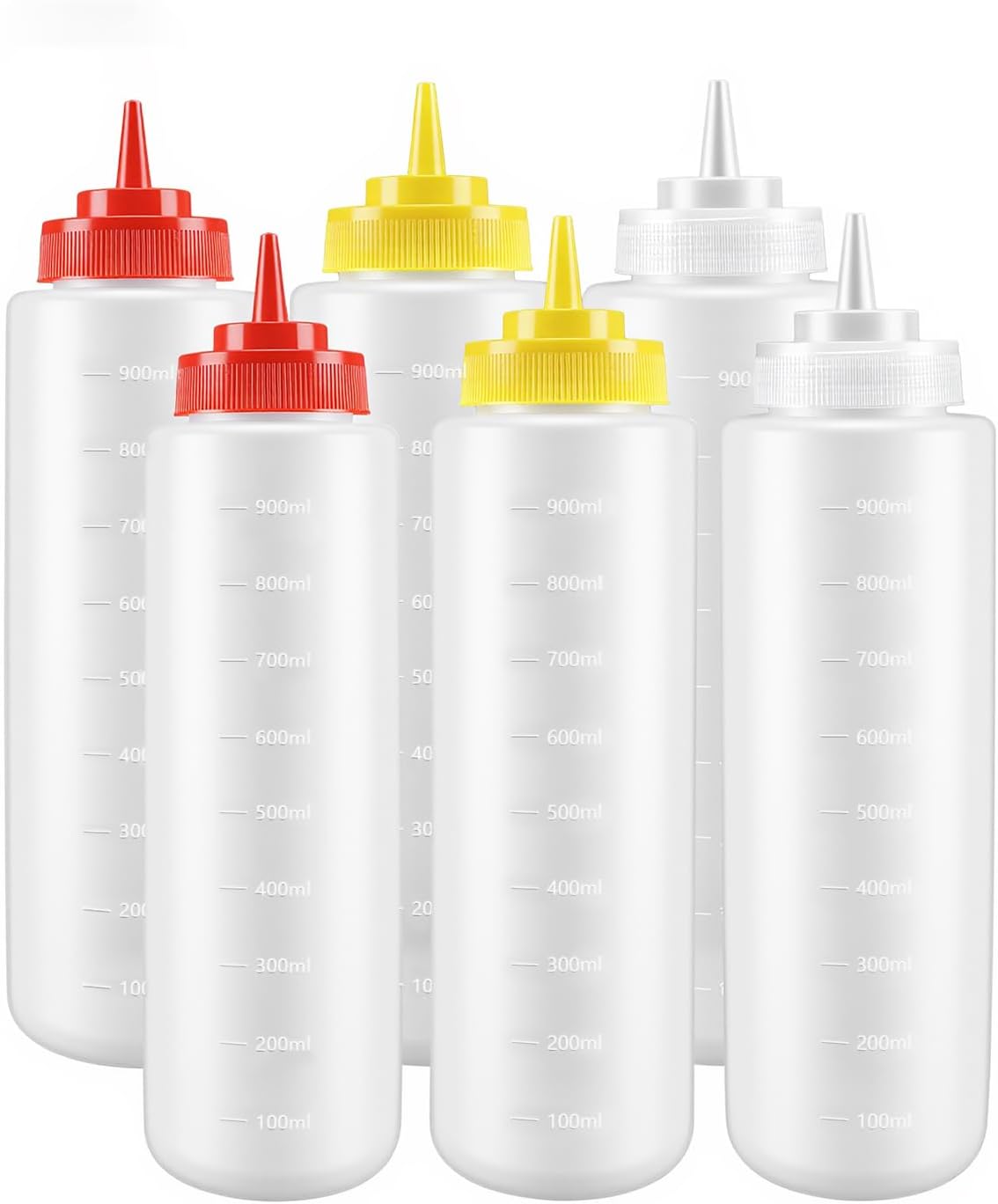 Multicolor Food-Grade Squeeze Bottles Set-Condiment Dispensers for Kitchen, BBQ, Sauces, Dressings, & Meal Prep (32oz)