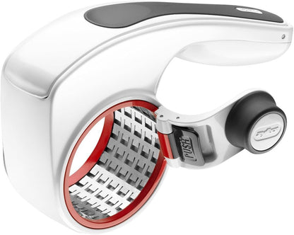 All Cheese Acid Etched Rotary Grater with Fine and Coarse Drums, 1-Pack, White