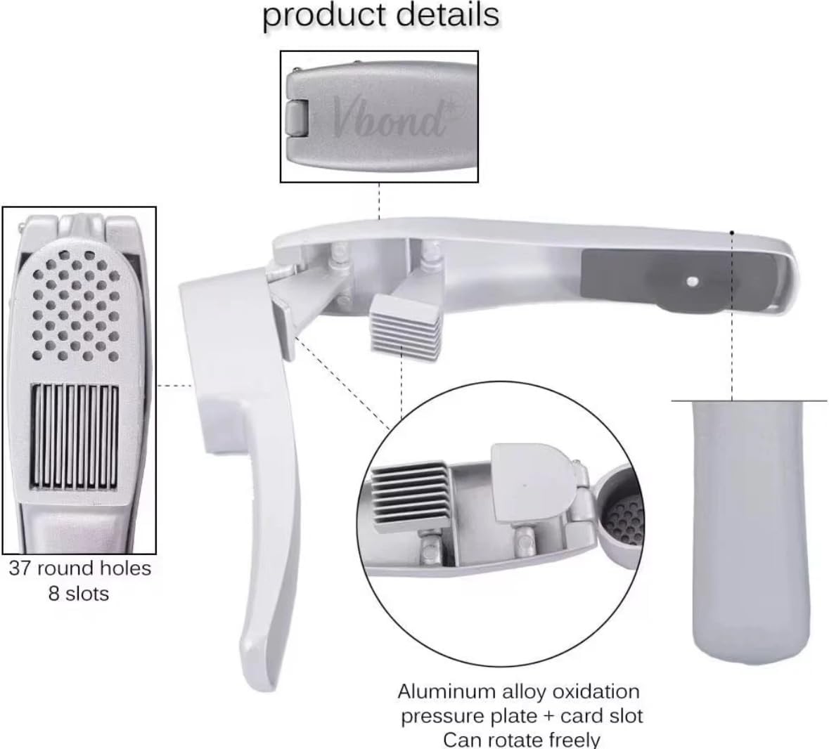 Garlic Press and Slicer 2 in 1 with Built-In Cleaner and Silicone Peeler, Convenient Kitchen Tool for Effortless Mincing and Slicing w/Bonus Garlic Peeler, Durable and Dishwasher Safe Aluminum Alloy