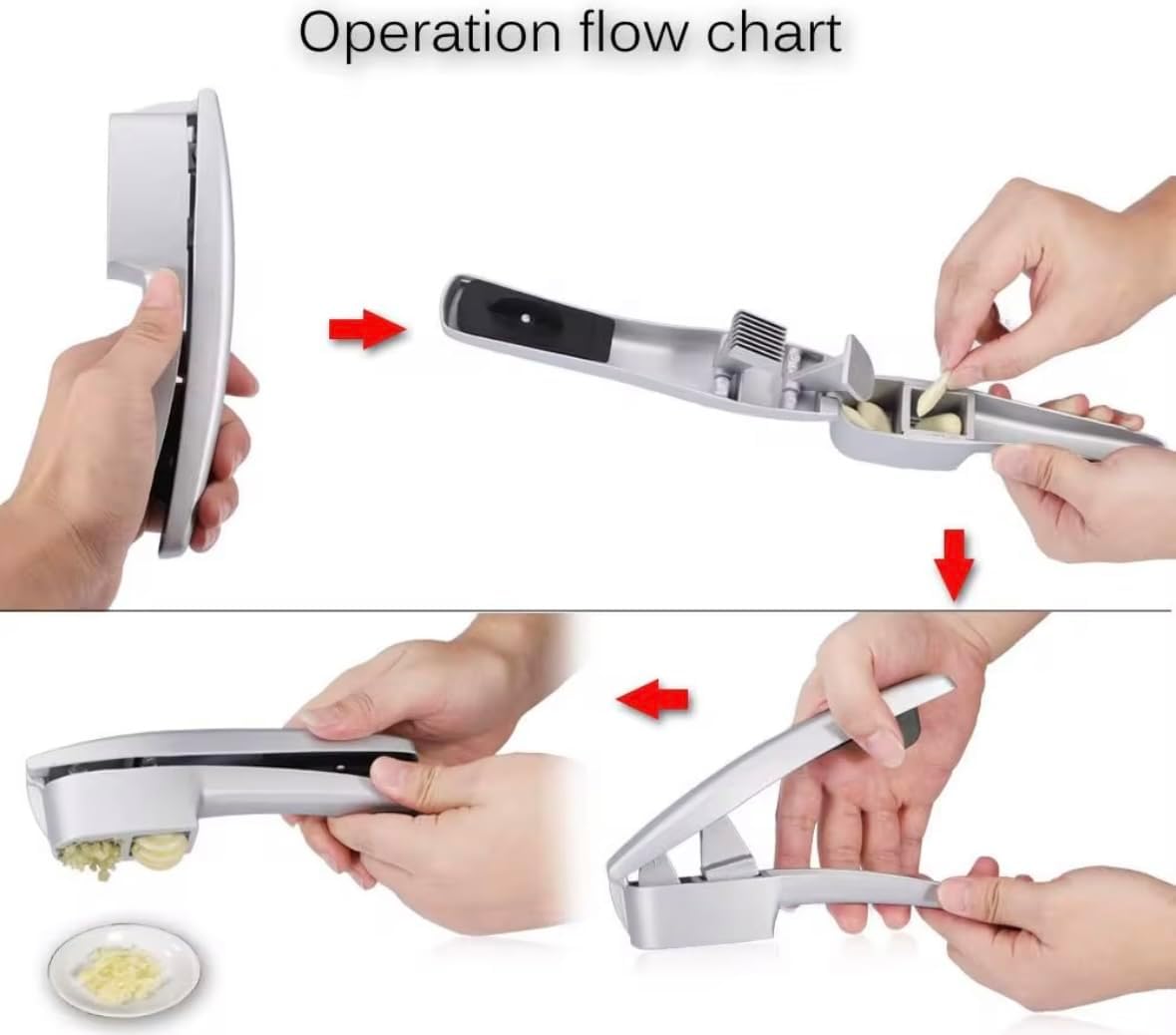 Garlic Press and Slicer 2 in 1 with Built-In Cleaner and Silicone Peeler, Convenient Kitchen Tool for Effortless Mincing and Slicing w/Bonus Garlic Peeler, Durable and Dishwasher Safe Aluminum Alloy