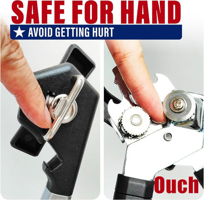 Safe Can opener Manual hand held, Side Cut tin Smooth Edge can opener for Seniors