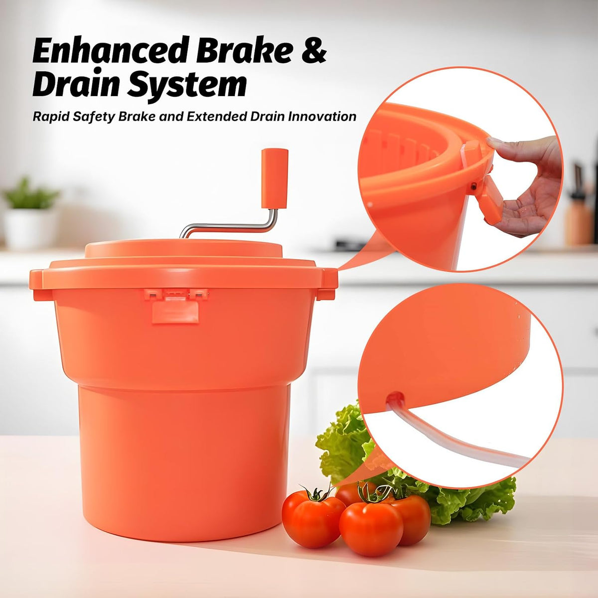 5 Gal/20 Qt Large Commercial Salad Spinner Jumbo Manual Lettuce Dryer-Dries up to 7 Heads of Lettuces
