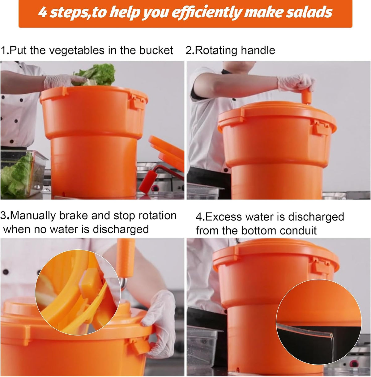5 Gal/20 Qt Large Commercial Salad Spinner Jumbo Manual Lettuce Dryer-Dries up to 7 Heads of Lettuces