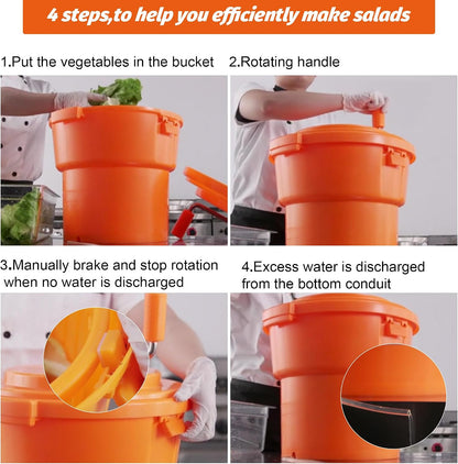5 Gal/20 Qt Large Commercial Salad Spinner Jumbo Manual Lettuce Dryer-Dries up to 7 Heads of Lettuces