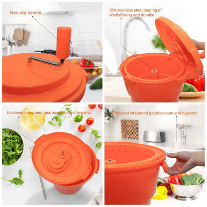 5 Gal/20 Qt Large Commercial Salad Spinner Jumbo Manual Lettuce Dryer-Dries up to 7 Heads of Lettuces