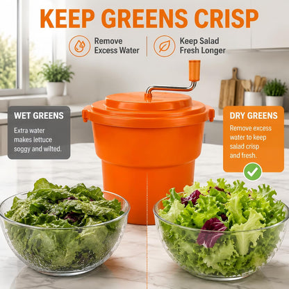 5 Gal/20 Qt Large Commercial Salad Spinner Jumbo Manual Lettuce Dryer-Dries up to 7 Heads of Lettuces