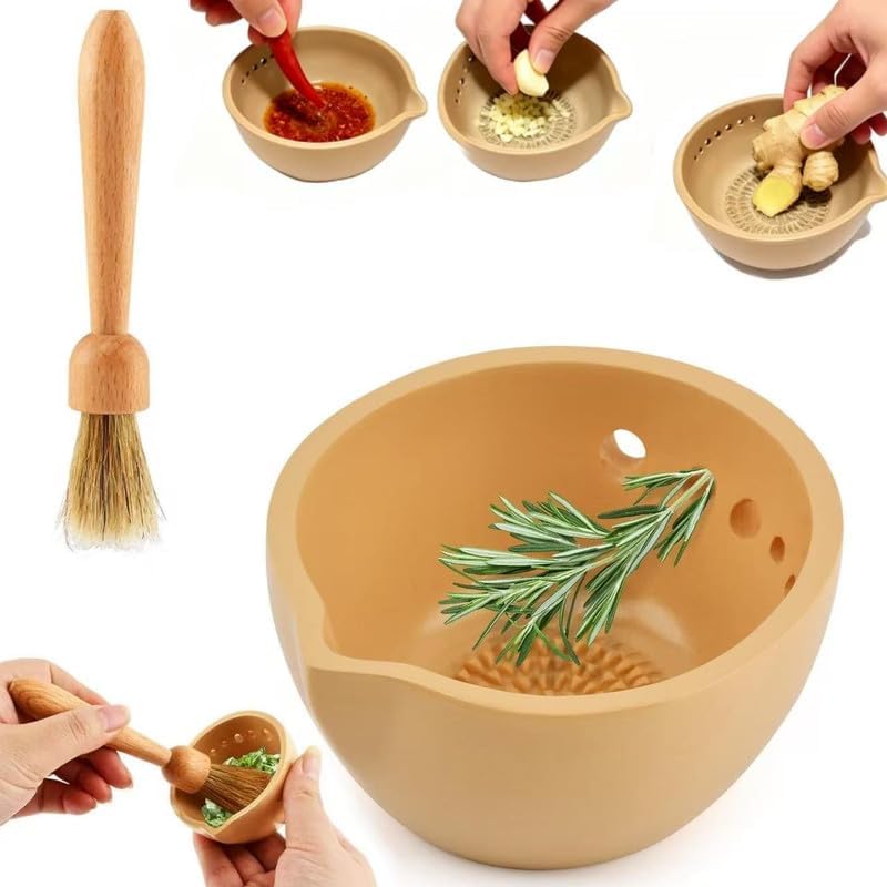 Pottery Herb Stripper Bowl with Multiple Size Holes - Kitchen Tool for Separating Herb Leaves from Stems & Root Removal(Size:4.7inch)