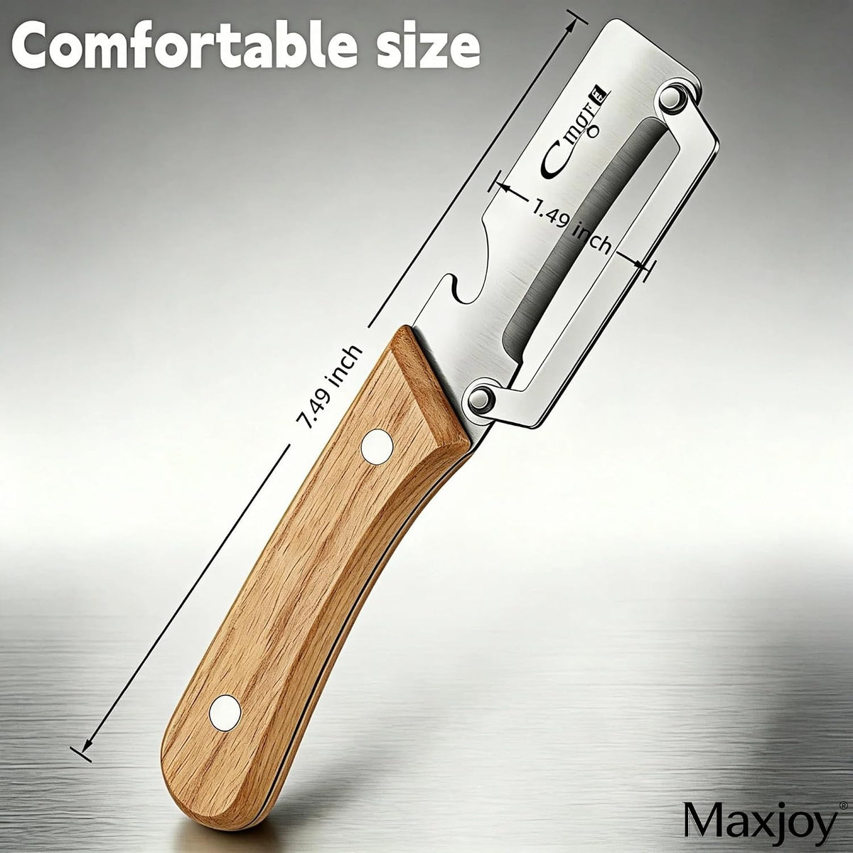 Vegetable Peeler, Stainless Steel Wooden Handle for Potato, Fruit | Multifunctional, Zero-Snag Flex, Built-in Bottle Opener, Ergonomic Nonslip Right-Hand Grip, 2 in 1 Veggie Apple Kitchen Tool