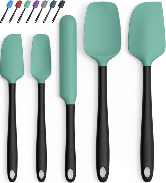 Silicone Spatula Set of 5,High Temperature Resistant, Food Grade Silicone, Dishwasher Safe, for Baking, Cooking (Aqua Green)