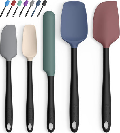 Silicone Spatula Set of 5,High Temperature Resistant, Food Grade Silicone, Dishwasher Safe, for Baking, Cooking (Aqua Green)